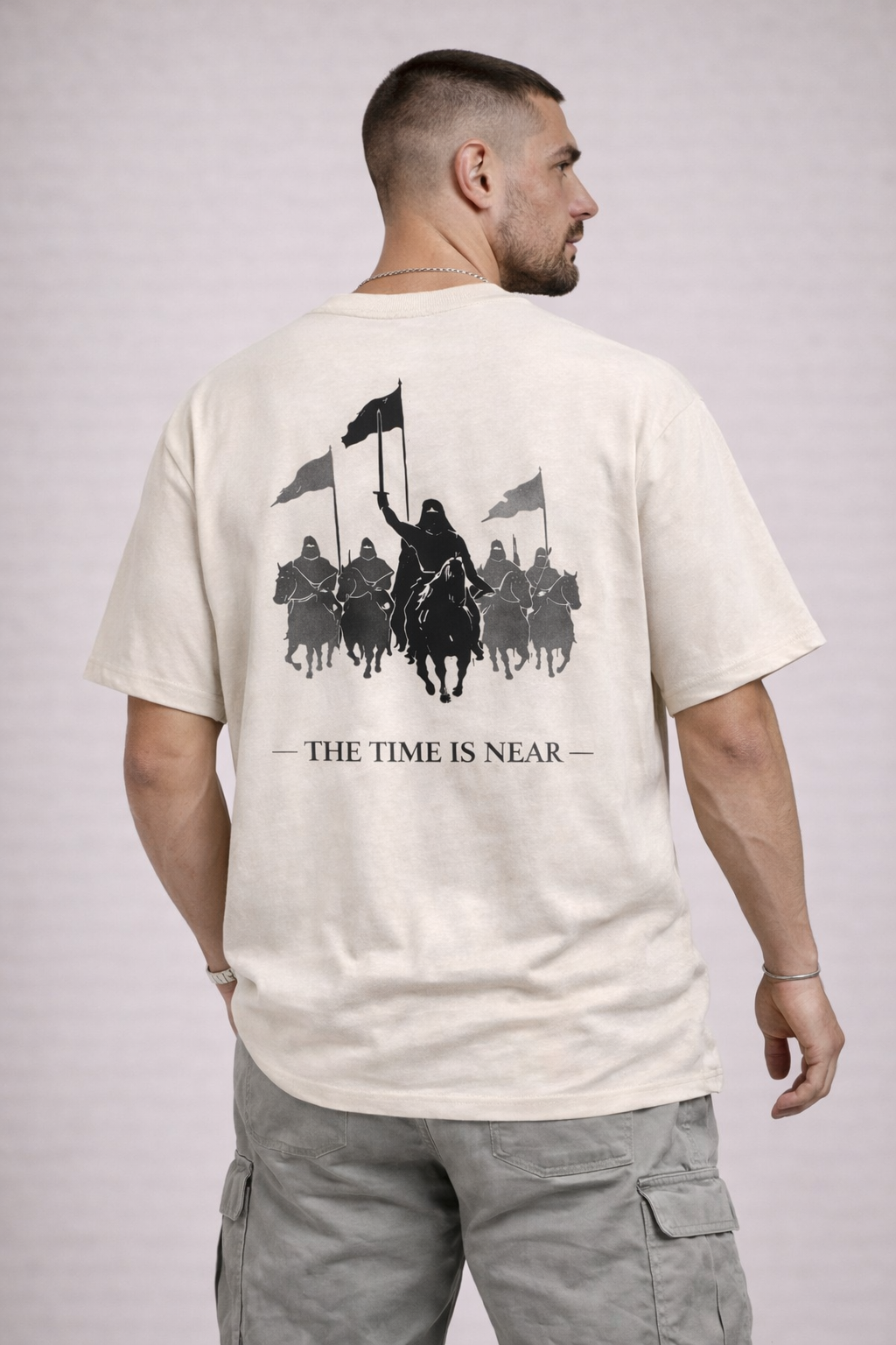 HAQ Oversized Tee- The Time Is Near Off White